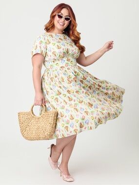 New Easter print Unique Vintage swing dress, 1X